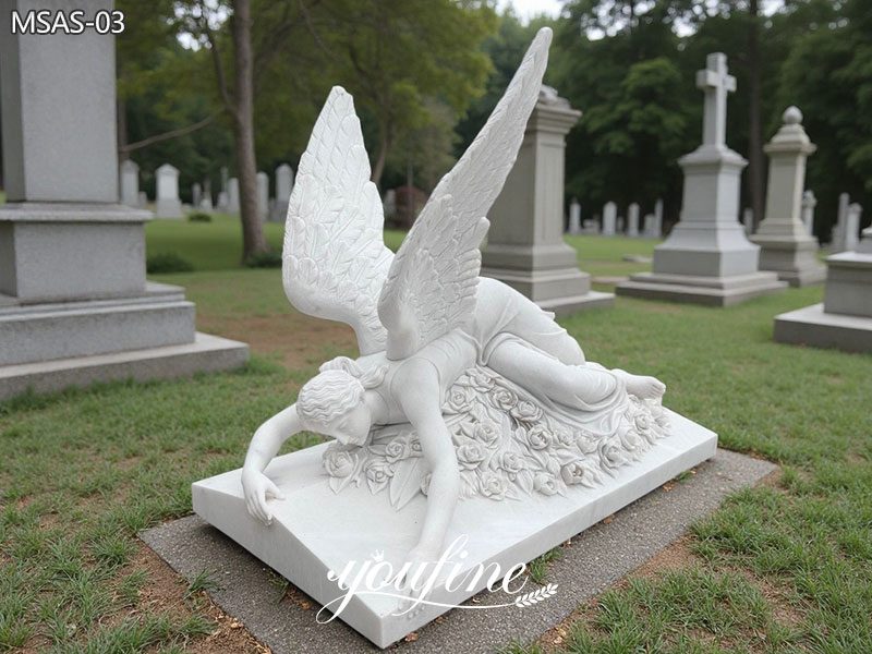 Marble Guardian Angel Statue for Cemetery