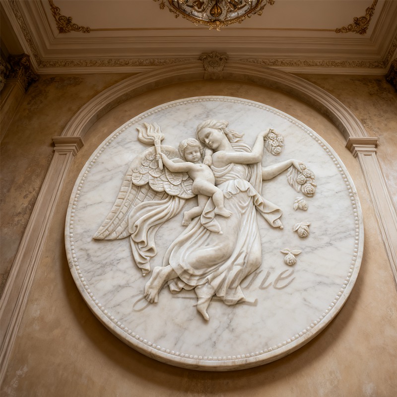 white Marble Wall Angel Relief Sculptures