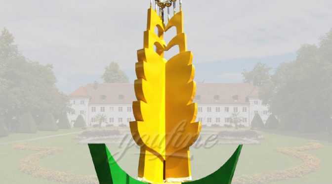 Modern art stainless steel golden wheat sculpture