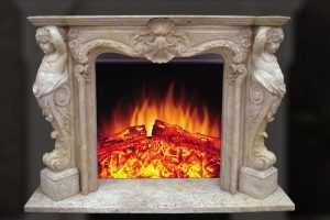 New design indoor decorative French style beige marble fireplace