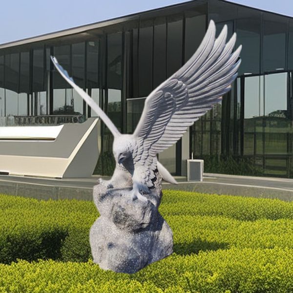 Outdoor Natural Carved Marble Eagle Statue
