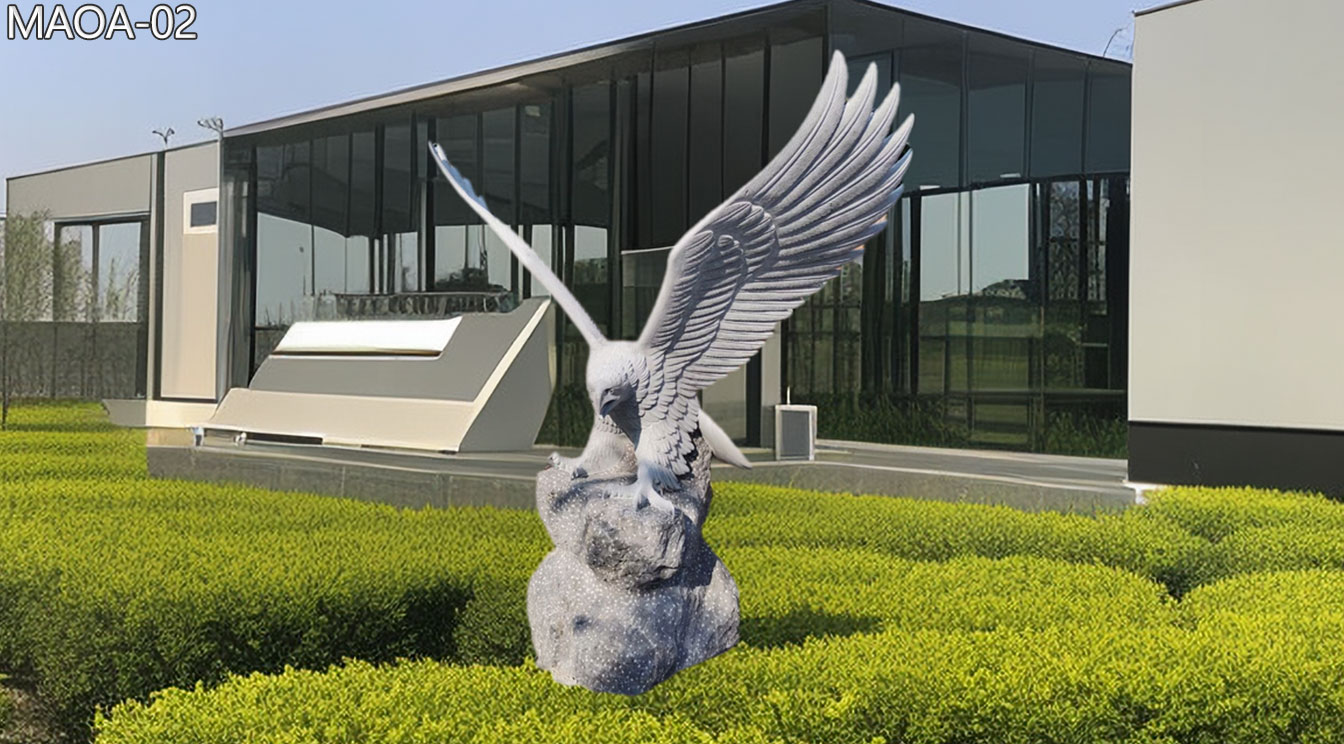 Outdoor Natural Carved Marble Eagle Statue