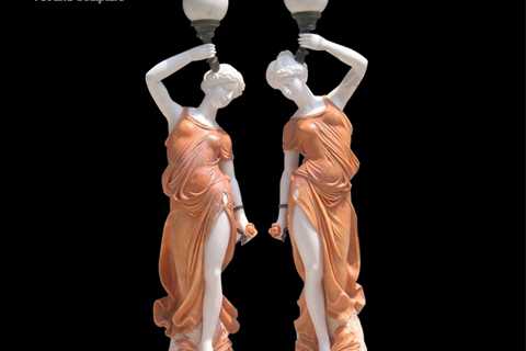 Outdoor decoration marble lady lamp statue