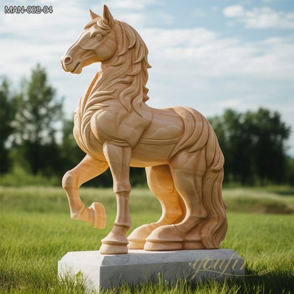 Outdoor garden red marble horse statue