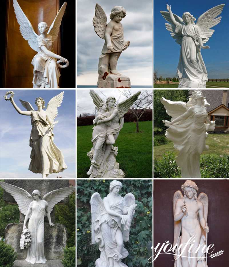 Outdoor marble angle garden statues