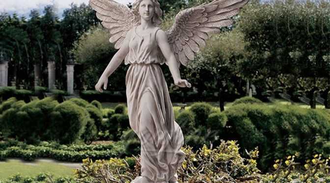 Outdoor big marble angle statues with wings