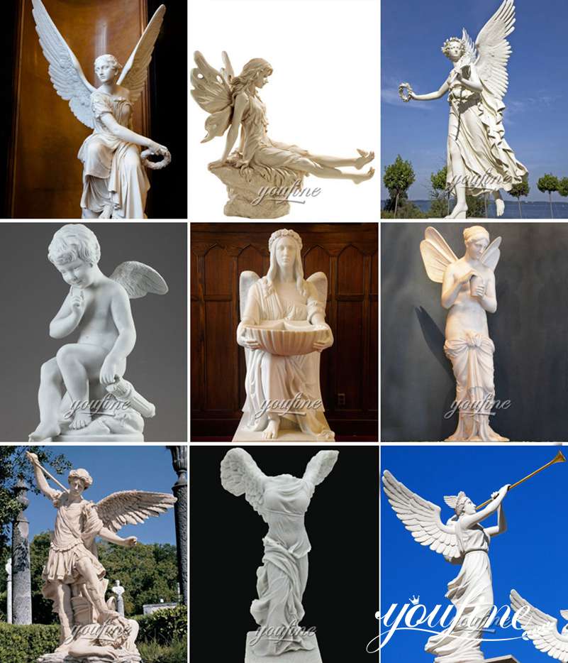 Outdoor marble angle garden statues for sale
