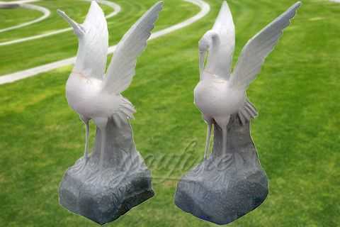 Outdoor natural carved marble crane statue MAOA-04