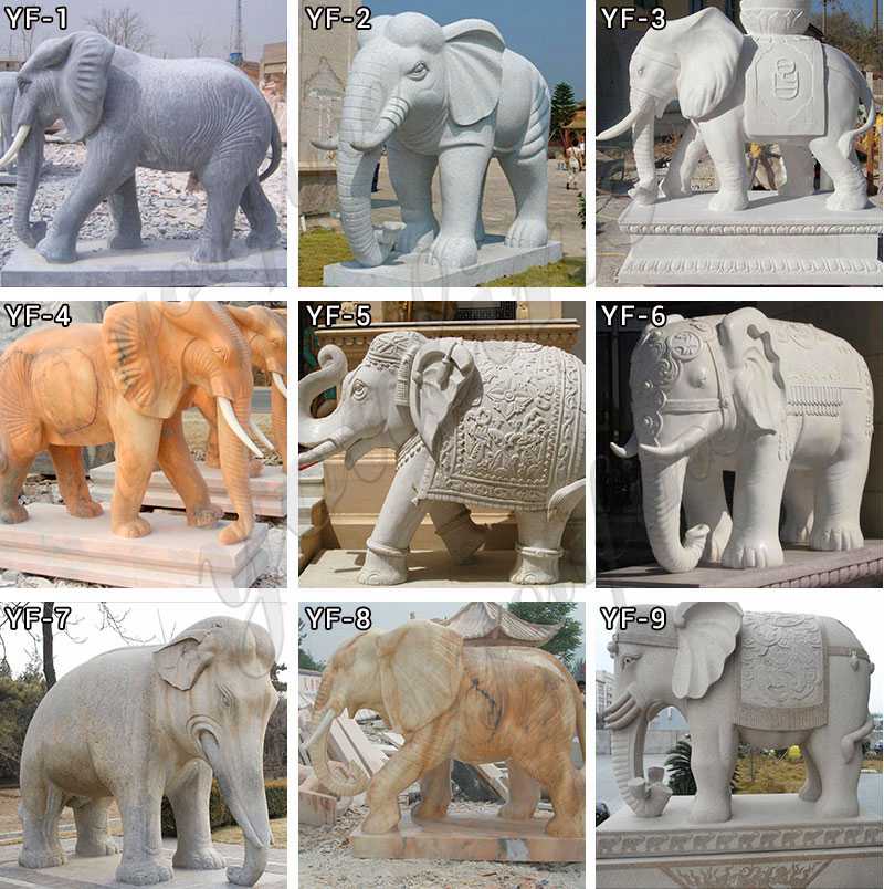 Outdoor natural carved marble elephant statue