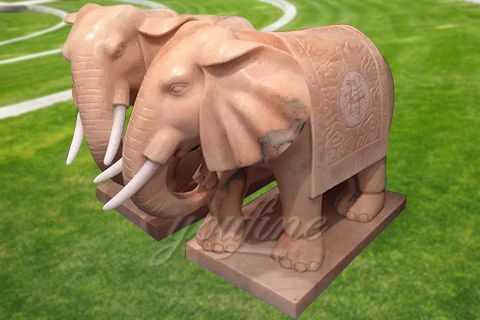 Outdoor natural carved marble elephant statue MAME-03