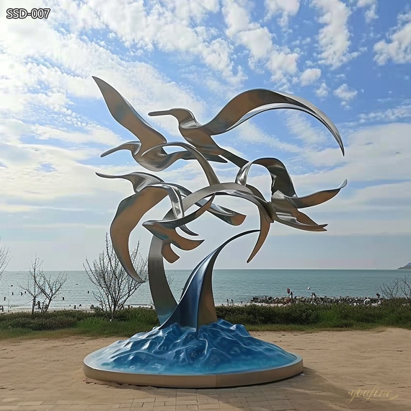 Painted stainless steel ocean bird sculpture