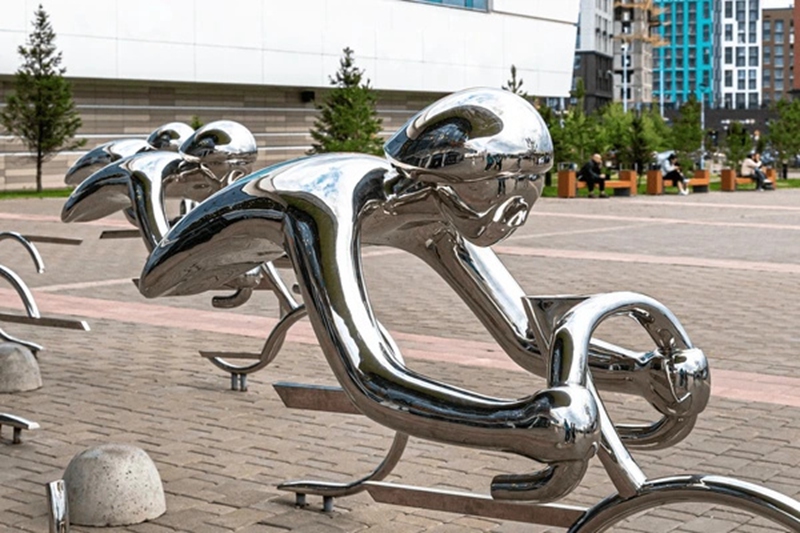 Park Stainless Steel Abstract Bike Rider Sculpture