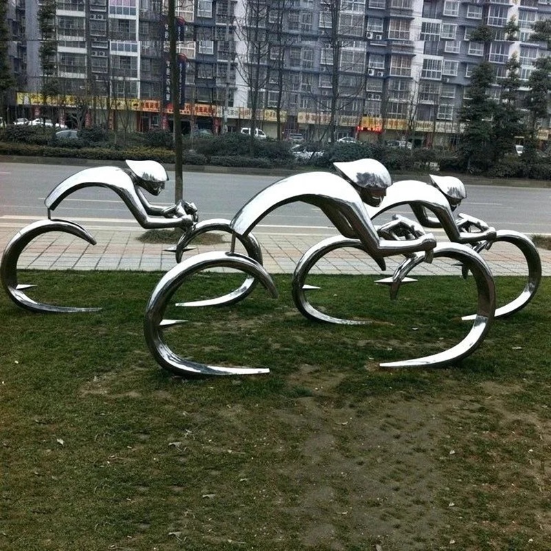 Park Stainless Steel Abstract Bike Rider Sculpture