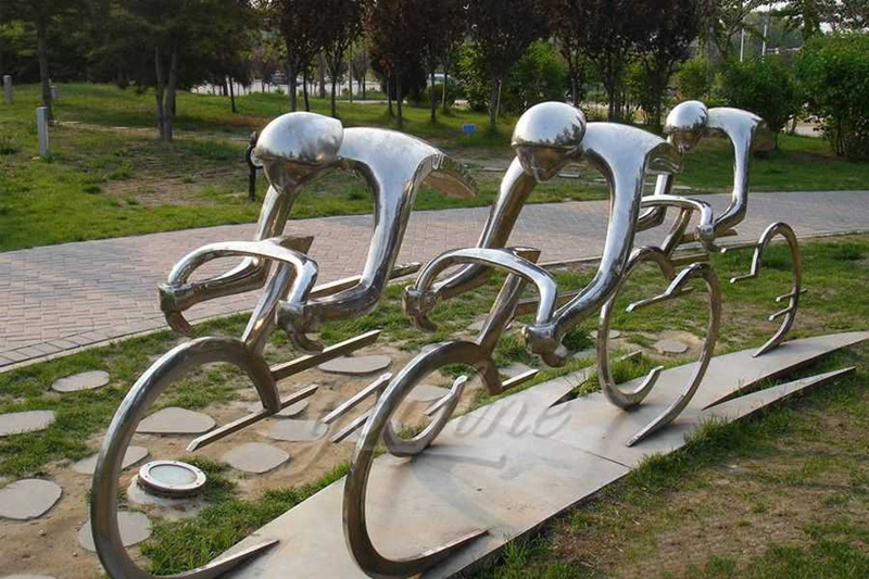 Park Stainless Steel Abstract Bike Rider Sculpture