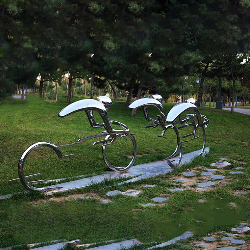 Park Stainless Steel Abstract Bike Rider Sculpture