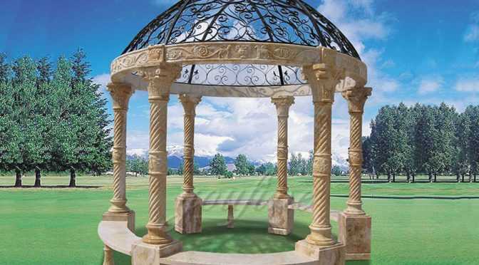 Popular roman column marble carving garden luxury gazebo