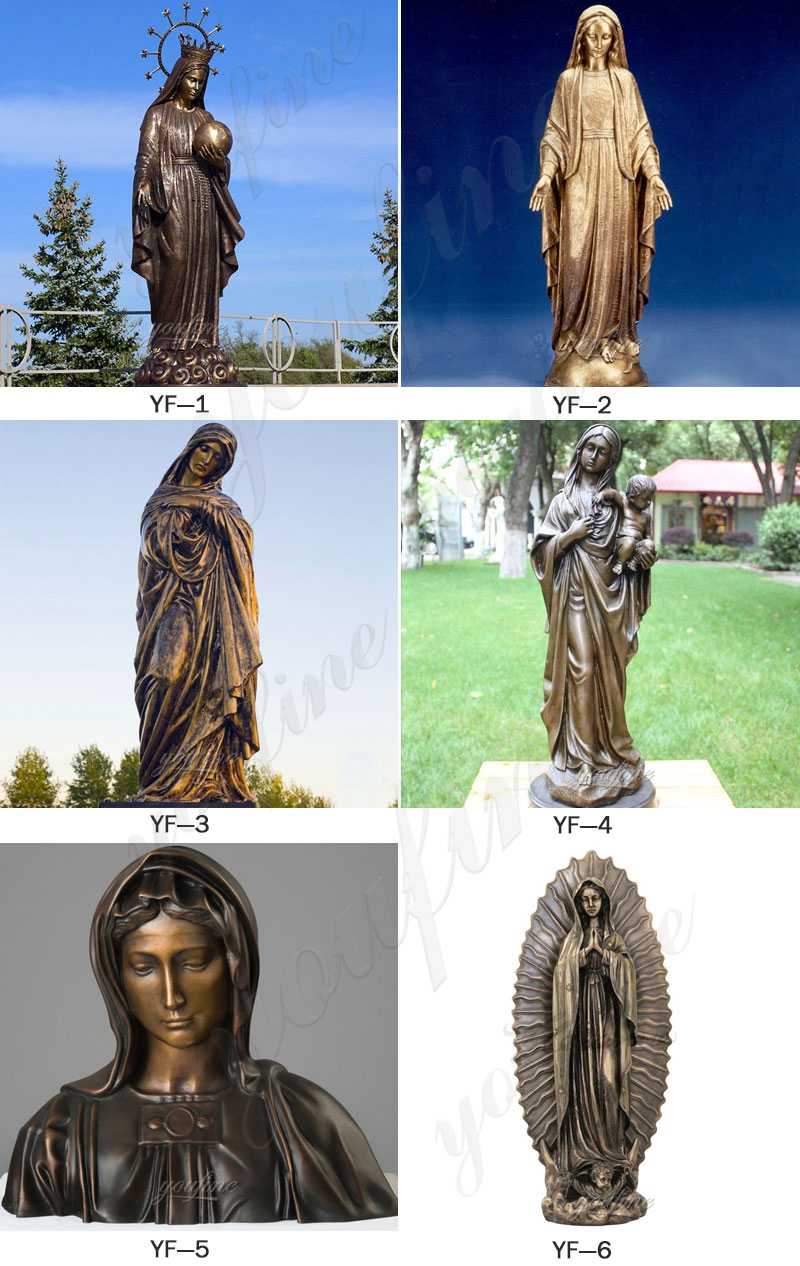 Religious Bronze Mary and Baby Jesus Statue for Church