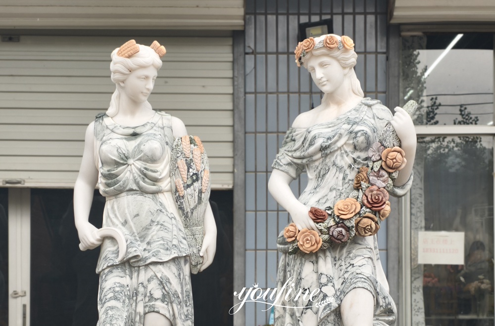 Roman Four Season Goddess Statue details