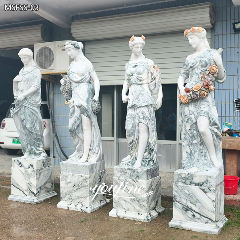 Roman Four Season Statues with Matching Pedestals