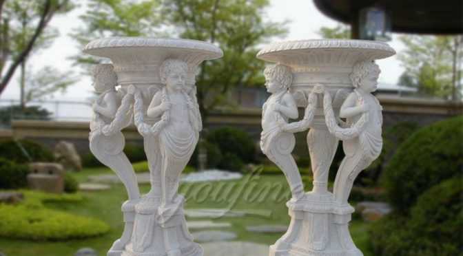 Roman Style beige marble planters for garden