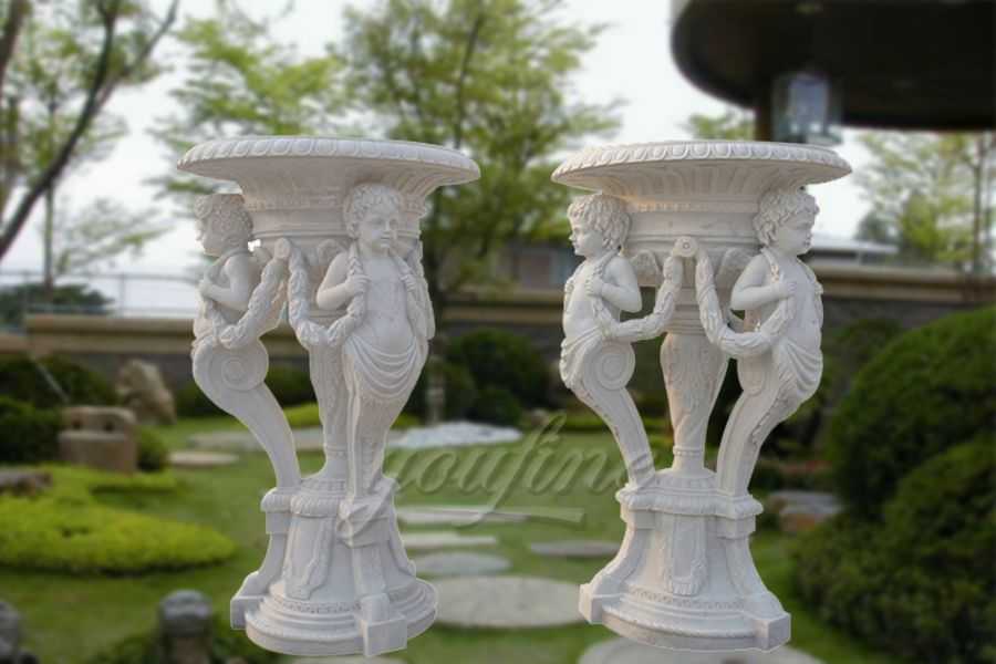 Roman Style beige marble planters for garden