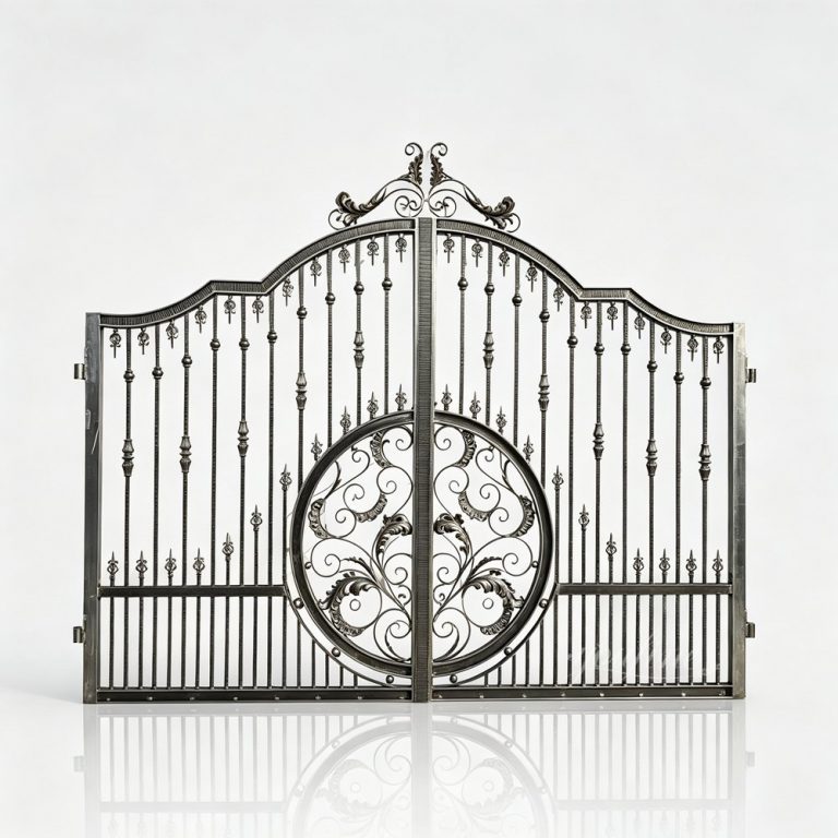 Iron Simple Gate Design with Scrolling Floral IDWG-02