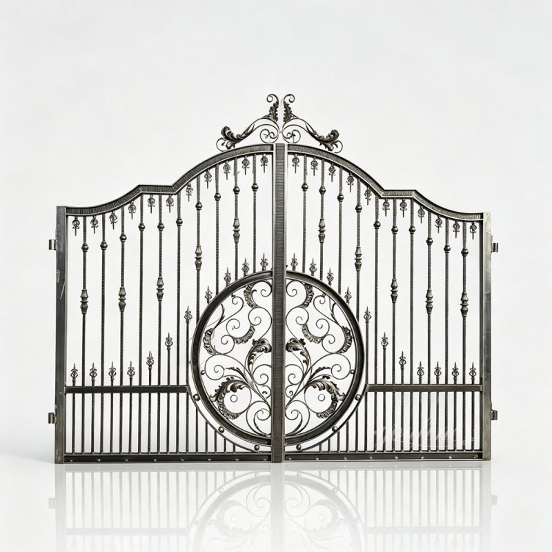 Iron Simple Gate Design with Scrolling Floral IDWG-02