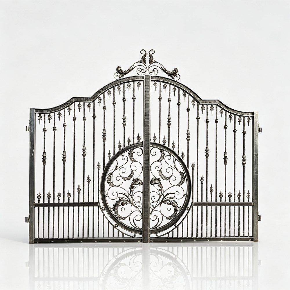Iron Simple Gate Design with Scrolling Floral IDWG-02