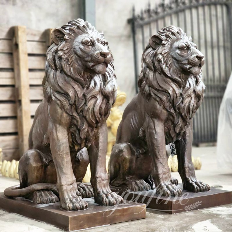 Sitting Bronze Lion Statue