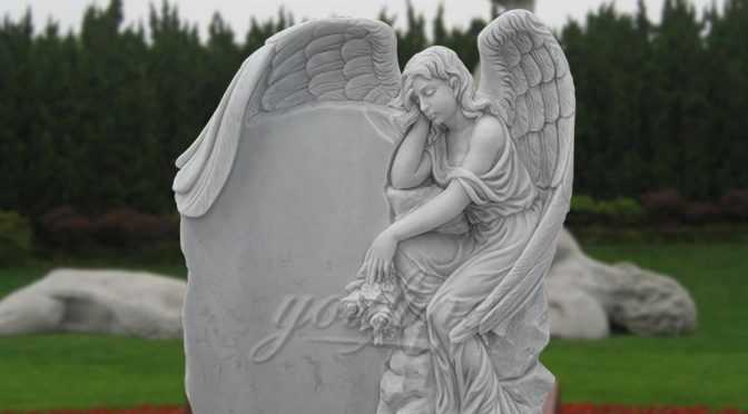 Sleeping White Angel Marble Headstone for Sale MHMH-03