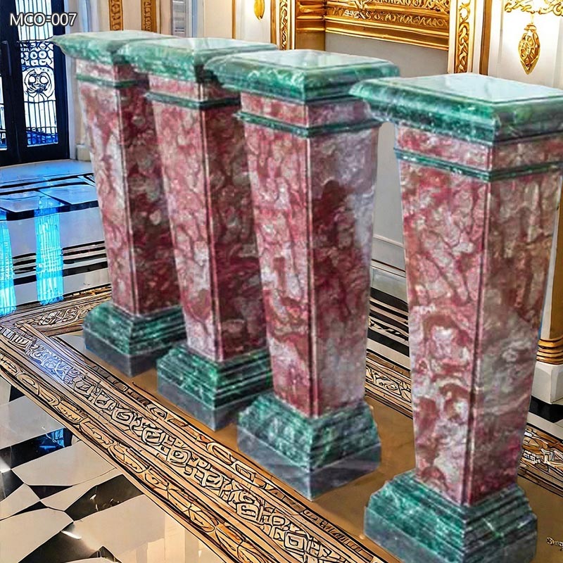Square Red and Green Marble Columns 