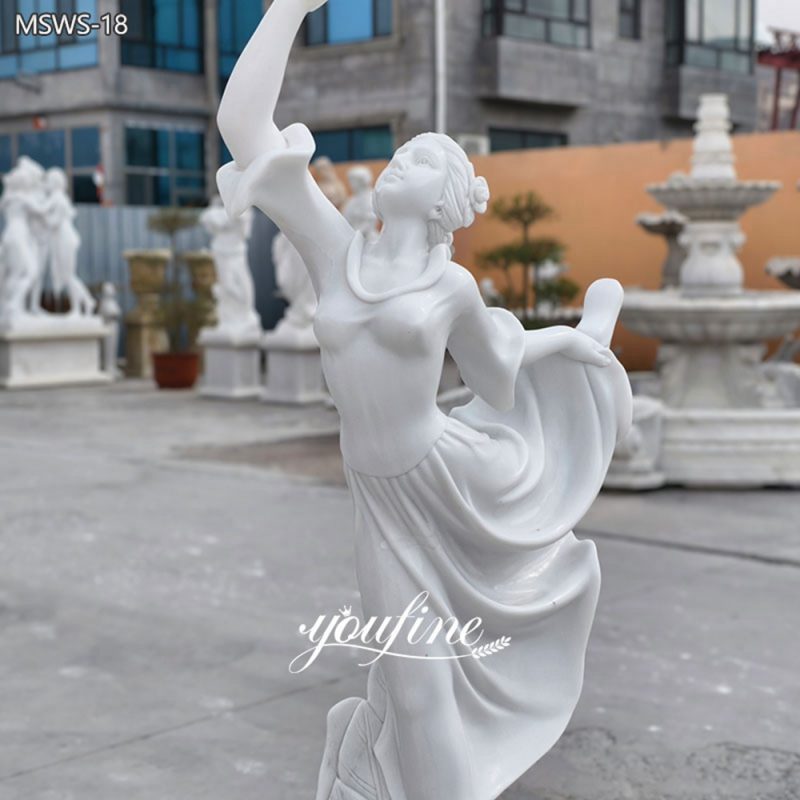 Two Dancing Maidens with Flowers Marble Sculpture