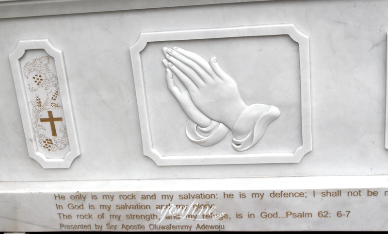 White Marble Altar Table with Hands