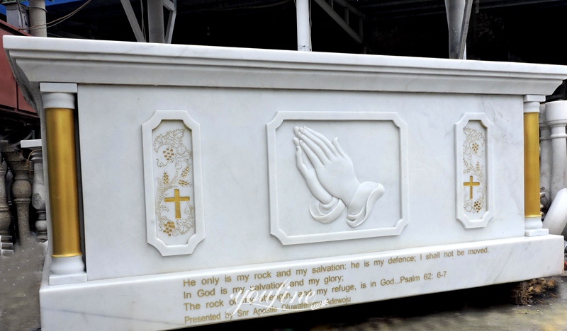 White Marble Altar Table with Hands