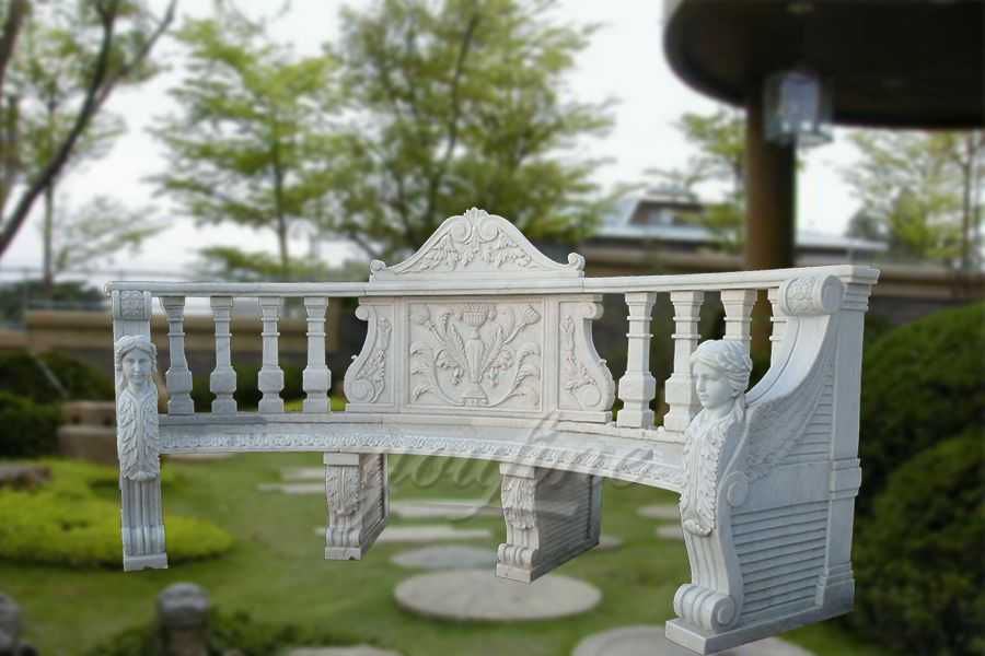 White hand craft garden marble bench for sale
