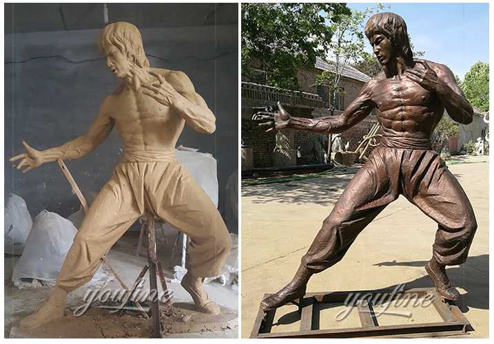 Life size famous kongfu garden bronze Bruce Lee statue BOKK-14-YouFine  Sculpture