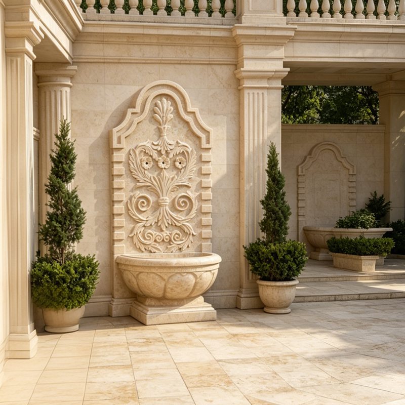 beige wall hanging water fountain