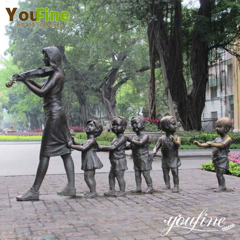 Life-size Group Bronze Kid Statues Teaching Violin Art for Sale BSWS-09
