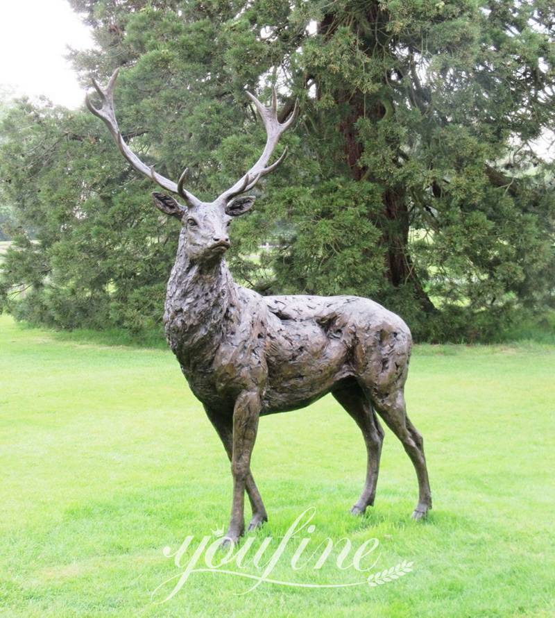 Outdoor life size bronze deer statue YouFine