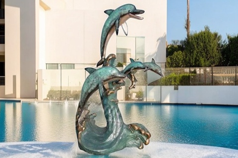 Life Size Seaside Bronze Dolphin Fountain Statue Factory Supplier