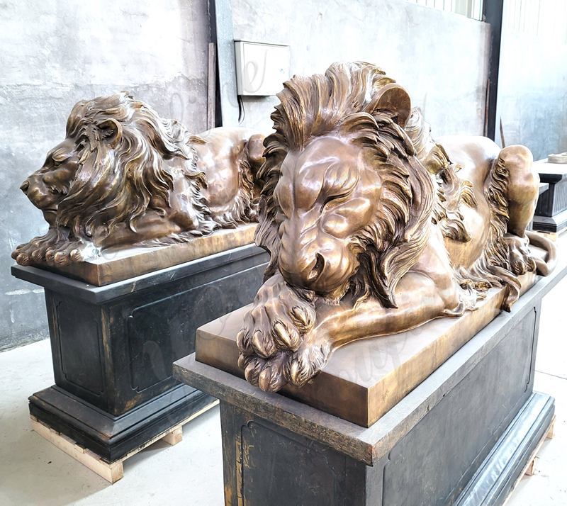 bronze guardian lying lion statue