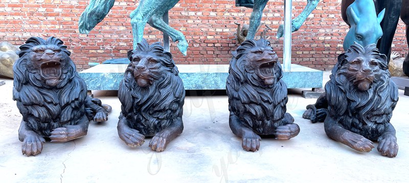 bronze lying lion outdoor