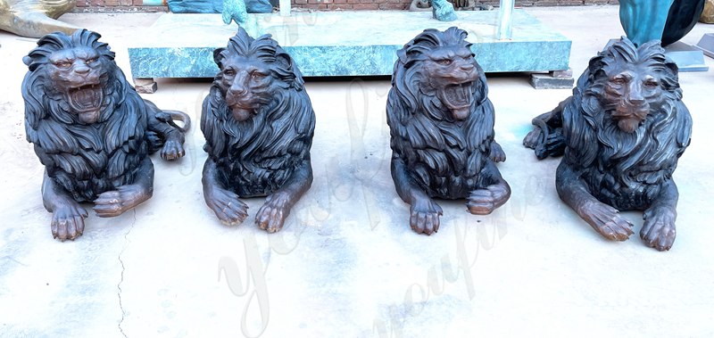 bronze lying lion statue for sale
