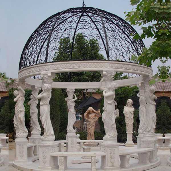 cheap high quality Egyptian beige marble pavilion gazebo designs for wedding ceremony decoration for sale