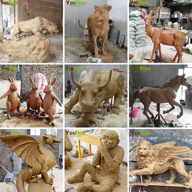 clay model of bronze animal statues
