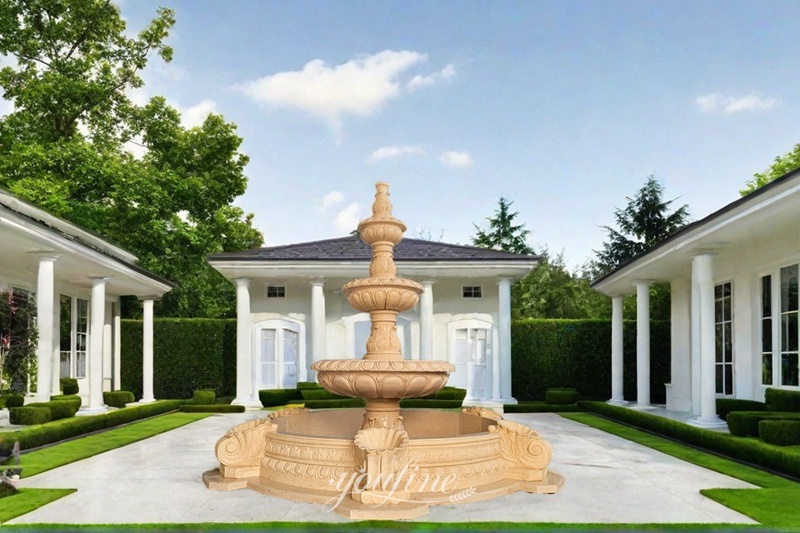 Refined Egyptian Beige Marble Garden Fountain MFWF-05