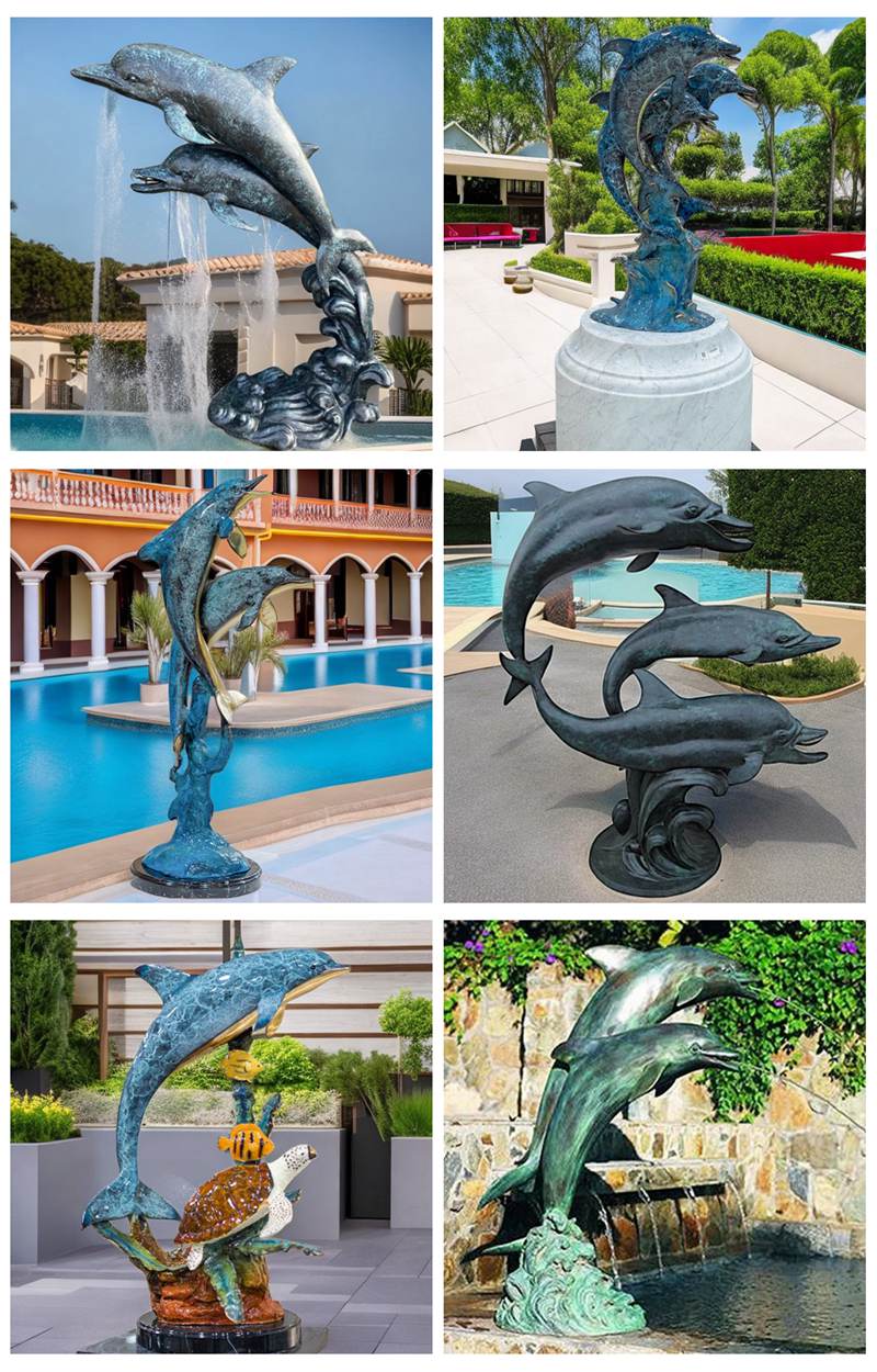 garden bronze dolphin sculpture