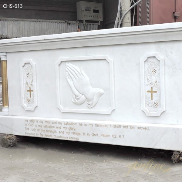hand carved marble altar for church