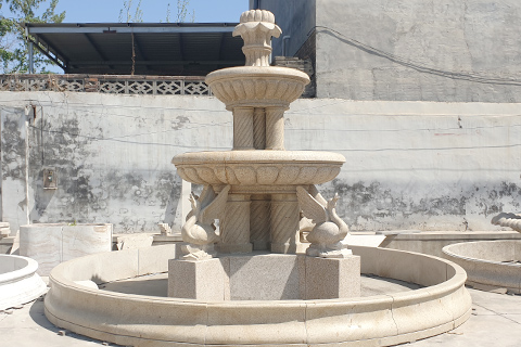 hand carved marble swan water fountain