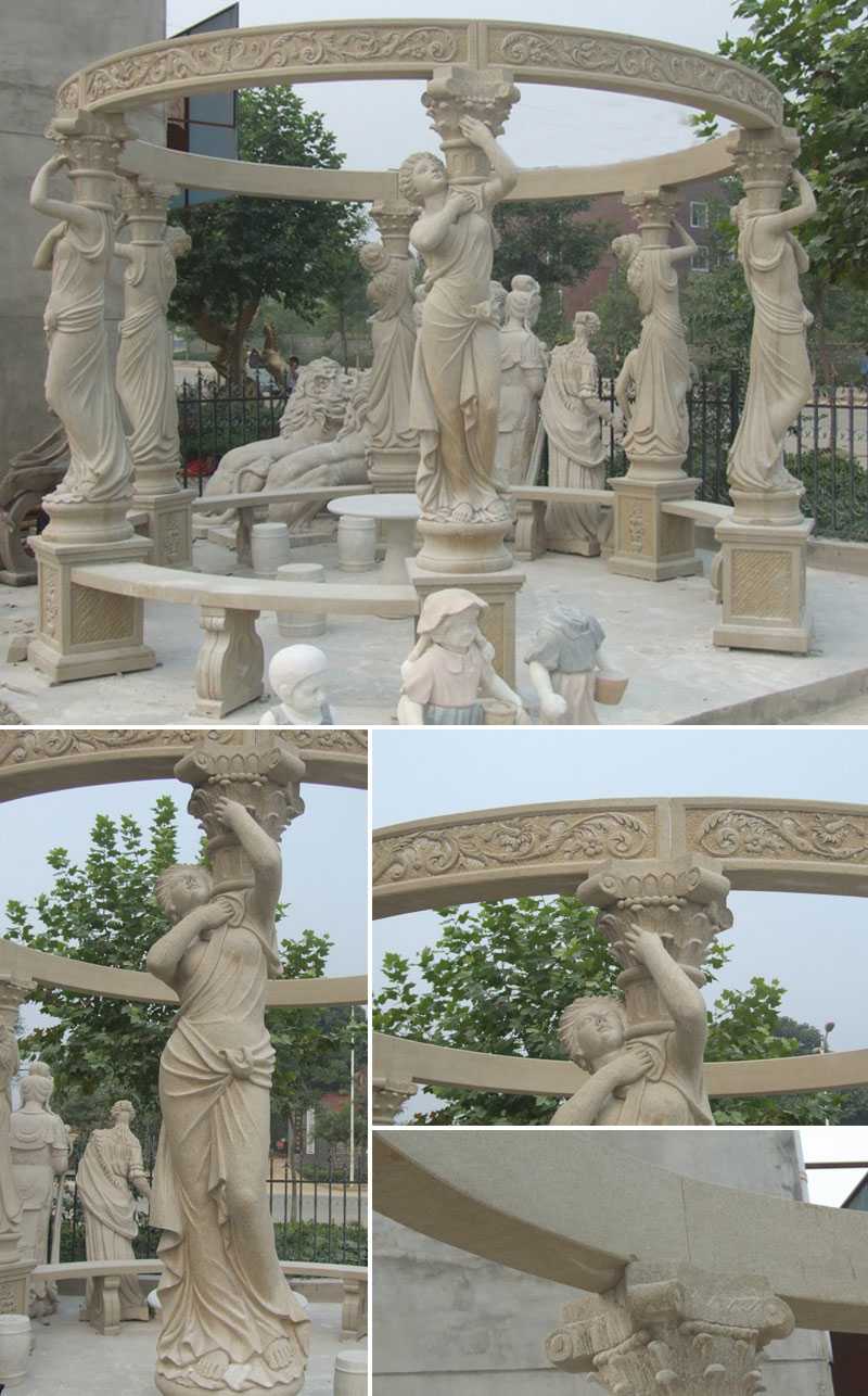 home depot high quality outdoor Egyptian beige marble pavilions gazebo designs for wedding ceremony decoration for sale